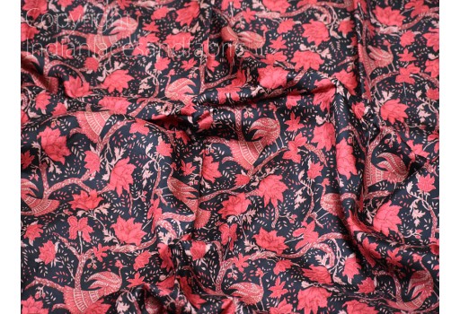 Black Indian Saree Soft Pure Printed Silk Fabric by the yard Wedding Dresses Bridesmaid Party Costume Curtains Crafting Sewing Dupatta Scarf Home Decor Furnishing Table Runner