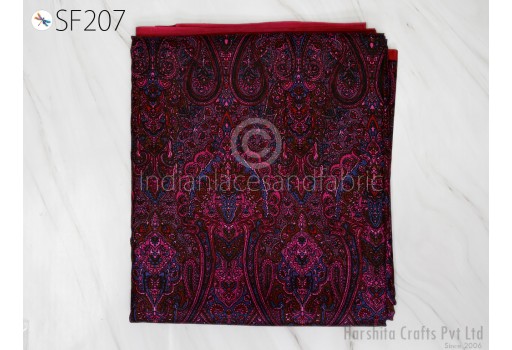 Wine Indian Saree Soft Pure Printed Silk By The Yard Fabric Wedding Dresses Bridesmaid Party Costume Curtains Crafting Sewing Dupatta Scarf Home Decor Furnishing Table Runner