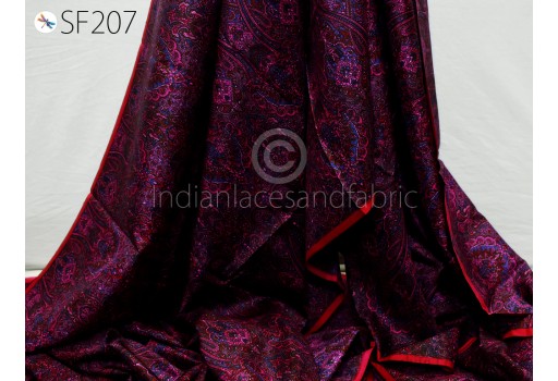 Wine Indian Saree Soft Pure Printed Silk By The Yard Fabric Wedding Dresses Bridesmaid Party Costume Curtains Crafting Sewing Dupatta Scarf Home Decor Furnishing Table Runner