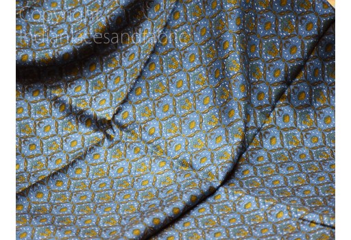 Blue Indian Printed Sari Soft Pure Silk Fabric by the yard Wedding Dresses Bridesmaid Party Costumes Saree DIY Crafting Drapery Sewing Scarf Home Decor Furnishing Table Runner