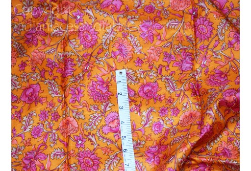 1.75 Meter Orange Indian Soft Pure Printed Silk Saree Fabric Wedding Dresses Bridesmaid Party Costumes DIY Crafting Drapery Sari Sewing Home Decor