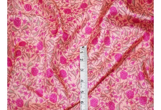 Pink Indian Saree Soft Pure Printed Silk Fabric by the yard Wedding Dresses Bridesmaid Party Costume Curtains Crafting Sewing Dupatta Scarf Home Decor Furnishing Table Runner