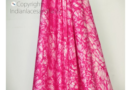 Indian hot pink soft batik print pure silk fabric by the yard wedding dresses bridesmaids costumes saree party dresses pillows covers drapery scarf hair binding fabric