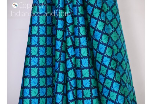 Blue Indian soft pure printed silk saree fabric by the yard wedding dresses bridesmaid party costumes diy hair crafting drapery sari sewing accessories scarf making fabric