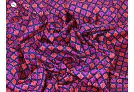 Magenta Indian soft pure printed silk saree fabric by the yard wedding dresses bridesmaid party costumes diy hair crafting drapery sari sewing accessories cushion covers fabric