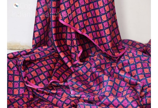 Magenta Indian soft pure printed silk saree fabric by the yard wedding dresses bridesmaid party costumes diy hair crafting drapery sari sewing accessories cushion covers fabric