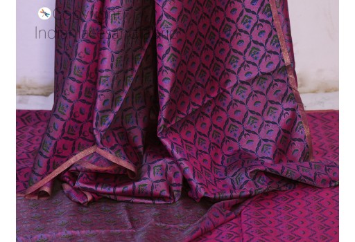 Twin shade soft Indian pure printed silk saree fabric by the yard wedding dresses bridesmaid party costumes diy crafting drapery sari sewing accessories hair project making fabric