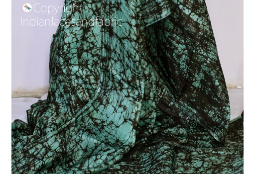 Indian turquoise soft batik print pure silk fabric by the yard wedding dresses bridesmaids costumes party dresses pillows covers drapery dupatta scarf clothing accessories fabric