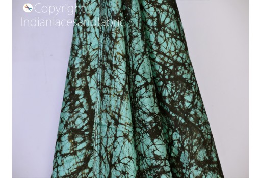 Indian turquoise soft batik print pure silk fabric by the yard wedding dresses bridesmaids costumes party dresses pillows covers drapery dupatta scarf clothing accessories fabric