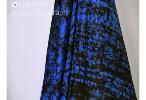 Royal blue Indian soft batik print pure silk fabric by the yard wedding dresses bridesmaids costumes party dresses pillows covers drapery dupatta scarf making fabric