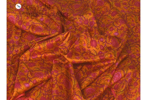 1.5 Meter Indian orange soft pure printed silk saree fabric sewing wedding dresses shirts bridesmaid party costumes pillows cushions drapery clothing dupatta scarf fabric