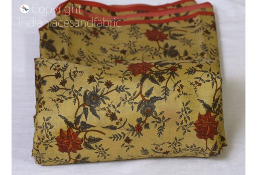 Indian tan soft pure printed silk saree fabric by the yard wedding dresses bridesmaids costumes party dresses pillows cushion cover drapery clothing accessories scarf fabric