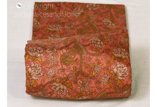 Indian dark peach soft pure printed silk saree fabric by the yard sew wedding dresses shirts tops bridesmaid party costumes pillows drapery dupatta scarf clothing accessories fabric
