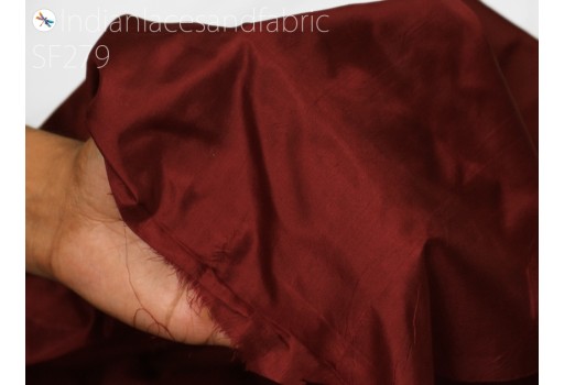 60 gsm Indian maroon soft pure plain silk fabric by the yard wedding dress bridesmaids costumes party dresses pillows cushion covers drapery lamp sides hair crafting Christmas wear fabric