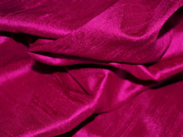 Bright magenta pink pure dupioni plain silk fabric indian raw silk fabric by the yard dupion dresses pillow cushion cover crafting drapery wedding wear gown fabric
