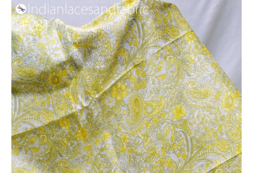 Indian yellow soft pure printed silk saree fabric by the yard wedding dresses bridesmaid party costumes DIY crafting drapery sari sewing accessories hair crafts indoor outdoor fabric