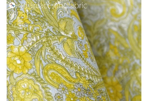 Indian yellow soft pure printed silk saree fabric by the yard wedding dresses bridesmaid party costumes DIY crafting drapery sari sewing accessories hair crafts indoor outdoor fabric