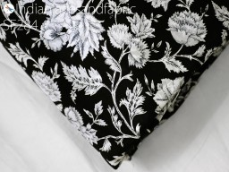 Indian black soft pure printed silk saree fabric by the yard sew wedding dresses shirts bridesmaid party costumes pillows cushions drapery hair crafting sewing accessories clothing fabric