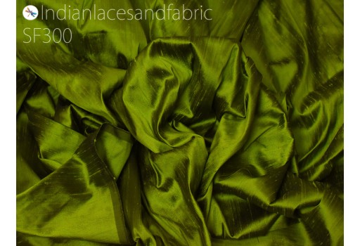 Iridescent Green Black Pure Dupioni Yardage Fabric Wedding Costumes Dresses Indian Raw Silk DIY Crafting Sewing Upholstery Drapery Cushion Cover Home Décor Fabric