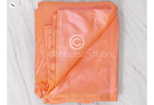 Iridescent Yellow Peach Pure Silk Fabric by the yard Soft Silk Curtains Scarf Costume Apparels Indian Wedding Evening Dresses Dolls Saree Material Hair crafts