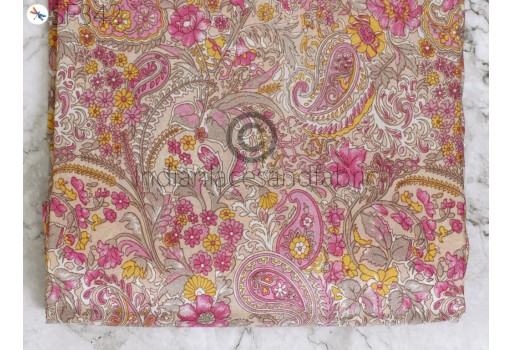 Pink Saree Soft Pure Printed Silk Fabric by the yard Wedding Dresses Bridesmaid Party Costume Hair Crafts Curtains Crafting Sewing Dupatta Scarf