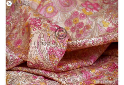 Pink Saree Soft Pure Printed Silk Fabric by the yard Wedding Dresses Bridesmaid Party Costume Hair Crafts Curtains Crafting Sewing Dupatta Scarf