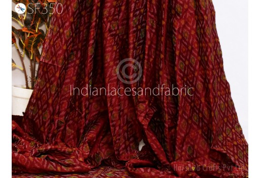 Maroon Hand woven Pure Dupioni Ikat Silk fabric by Yard Wedding Bridesmaid Prom Dress Crafting Sewing Cushion Drapery Upholstery Saree Material Hair Crafts