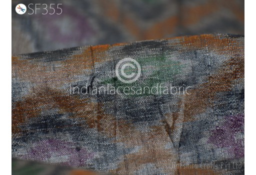 Handwoven Grey Pure Dupioni Ikat Silk Fabric by Yard Wedding Bridesmaid Prom Dress Kids Crafting Sewing Cushion Drapery Upholstery Boutique Material