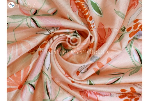 Peach Saree Soft Pure Printed Silk Fabric by yard Wedding Dresses Bridesmaid Party Costume Curtains Hair Crafting Sewing Dupatta Scarf Boutique Material