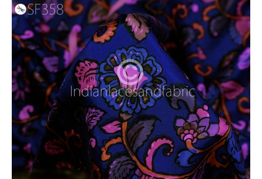 Blue Soft Pure Habotai Silk Fabric by yard Silk Printed Wedding Dresses Bridesmaid Costumes Hair Crafting Sewing Saree Dupatta Scarf Boutique Material