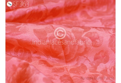 Coral Saree Soft Pure Printed Silk Fabric by yard Wedding Dresses Bridesmaid Party Costume Curtains Hair Crafting Sewing Dupatta Scarf Boutique Material