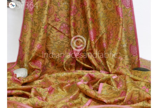 Yellow Floral Soft Pure Printed Saree Silk Fabric by yard Wedding Dress Bridesmaid Party Costume Curtains Hair Crafting Sewing Dupatta Scarf Boutique Material