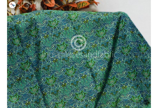 Green Pure Printed Silk Fabric by the yard Wedding Dress Bridesmaid Party Costume Curtains Hair Crafting Sewing Dupatta Scarf Saree Material
