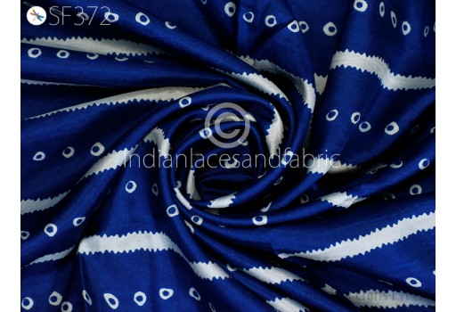 Blue Saree Soft Pure Printed Silk Fabric by the yard Wedding Dress Bridesmaid Costume Hair Crafting Sewing Dupatta Scarf Boutique Material