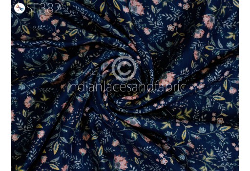 Indian Floral Soft Pure Printed Silk Saree Fabric by the Yard Wedding Dresses Bridesmaid Blouse Party Costumes DIY Crafting Drapery Sari Sewing