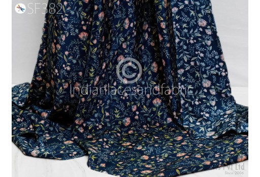 Indian Floral Soft Pure Printed Silk Saree Fabric by the Yard Wedding Dresses Bridesmaid Blouse Party Costumes DIY Crafting Drapery Sari Sewing