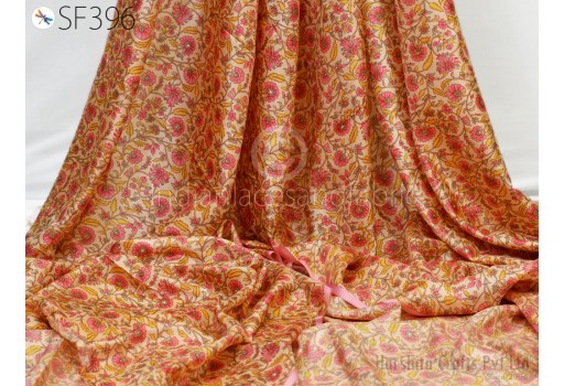 Lightweight Printed Habotai Pure Silk by the yard Fabric Saree Costumes Material Wedding Dress Blouses Crafting Sewing Dupatta Scarf Soft Silk