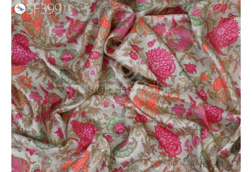 Magenta Indian Soft Pure Silk Print Saree Fabric by the yard Wedding Dresses Summer Costumes Pillows Crafting Drapery Sewing Printed Silk
