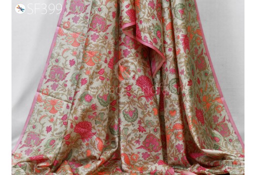Magenta Indian Soft Pure Silk Print Saree Fabric by the yard Wedding Dresses Summer Costumes Pillows Crafting Drapery Sewing Printed Silk
