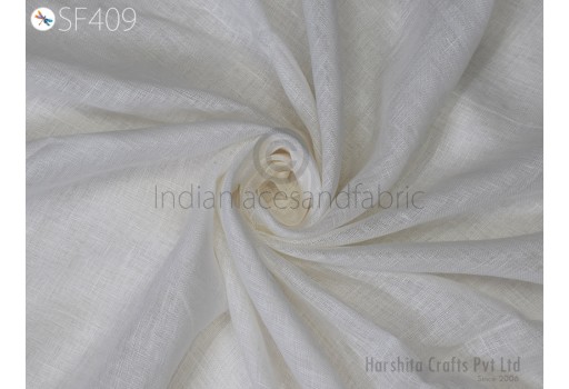White Pure Semi Sheer Linen fabric by the yard Thin Pure Linen Gauze Fabric Natural Linen Women Summer Dresses Shirts Skirts Crafting Sewing