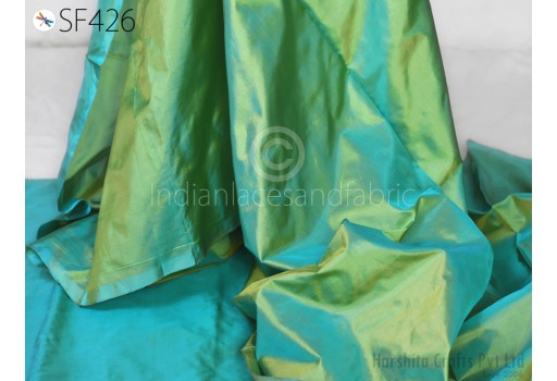 80gsm Wedding Dresses Iridescent Turquoise Gold Indian Pure Silk Fabric by the yard Curtains Scarf Costume Apparels Soft Silk 