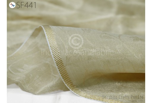 60gsm Indian Silk Tissue Embossed Georgette Fabric by the yard Pure Silk Fashion Clothing Wedding Prom Dresses Crafting Sewing Curtain Saree