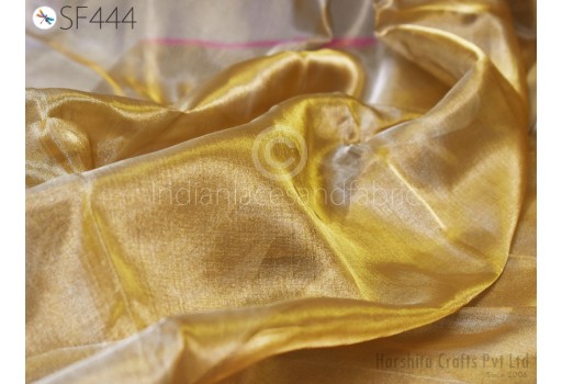 Antique Gold Pure Zari Tissue Fabric by the yard Indian Saree Dupatta Wedding Lehenga Sari Clothing Party Dresses Crafting Sewing Curtain