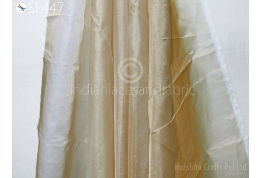 Saree Dupatta Making Gold Pure Zari Tissue Fabric by the yard Wedding Lehenga Sari Clothing Prom Dresses Crafting Sewing Curtain
