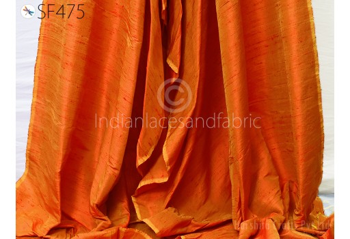 Indian Iridescent Raw Silk Orange Yellow Pure Dupioni Fabric Yardage Wedding Bridesmaid Dresses Dupion Silk Crafting Sew Upholstery Drapery