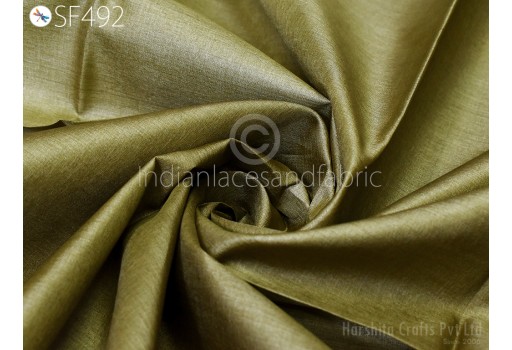 Wedding Dress Material Olive Green Pure Tussar Silk Fabric by the yard Indian Plain Raw Silk Wild Natural Handmade Peace Silk Tussah