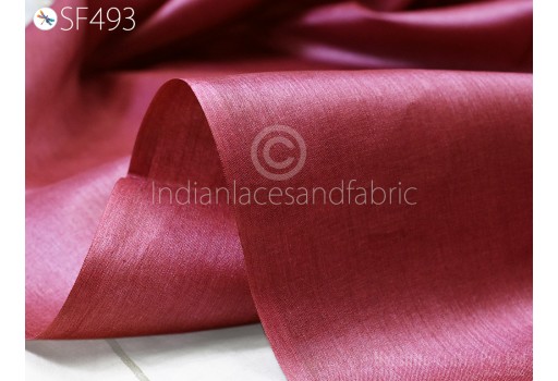 Raw Silk Onion Red Pure Tussar Silk Fabric by the yard Indian Plain Wild Natural Handmade Fabric Peace Silk Tussah Wedding Dress Material