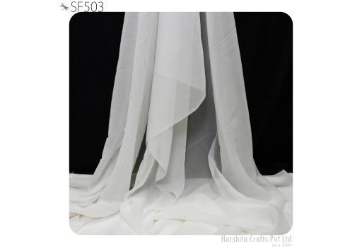 60gsm White Pure Silk Georgette Fabric by the yard Dyeable Indian Fabric Fashion Clothing Wedding Dress Crafting Sewing Saree Making