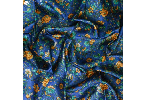 Natural Handmade Pure Printed Tussar Silk Fabric by the yard Indian Printed Raw Silk Wild Peace Silk Blue Tussah Wedding Dress Material