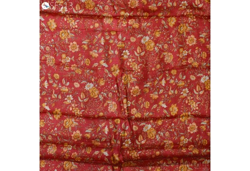 Wedding Dress Material Rust Red Pure Printed Tussar Silk Fabric by the yard Printed Raw Silk Wild Natural Handmade Peace Silk Indian Tussah
